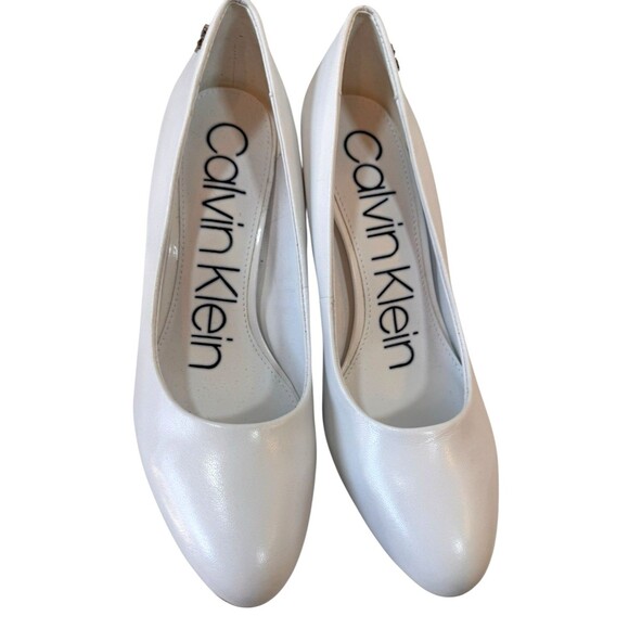Calvin Klein Heels‎ Pumps Women’s 6.5 Oska White Leather Upper Wedding Bridal - Picture 2 of 14